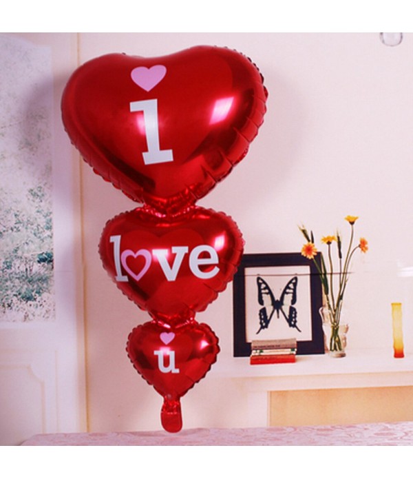 i Love U -  Linked Heart Foil Balloon