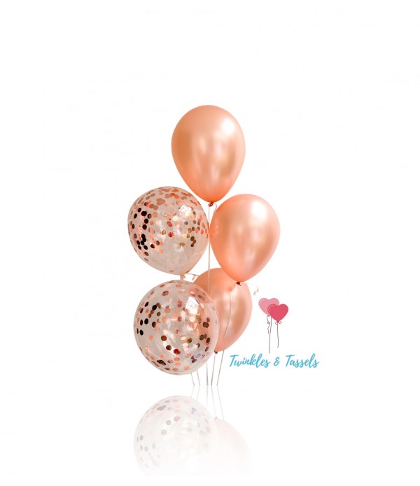 All Rose Gold Mix Helium Balloons 