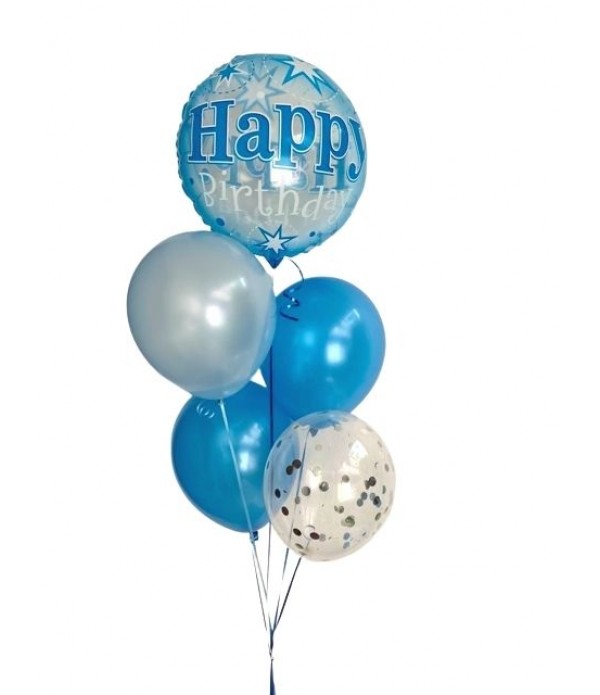 Happy Birthday Blue Helium balloon bouquet 