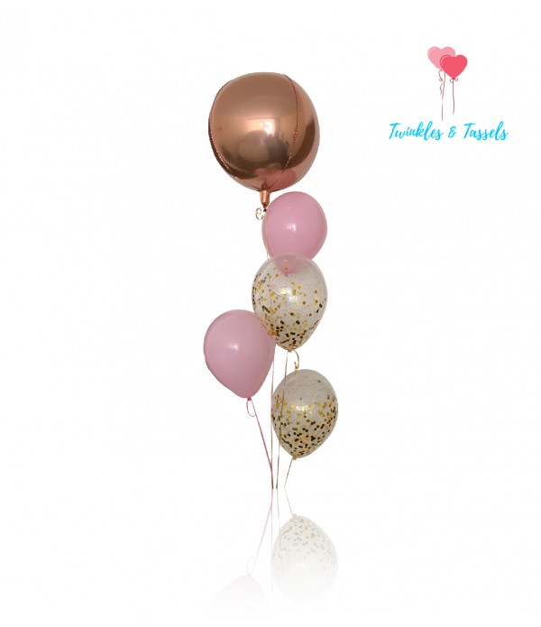 Luxe Rose Gold Orbz & Pink Balloon Bouquet