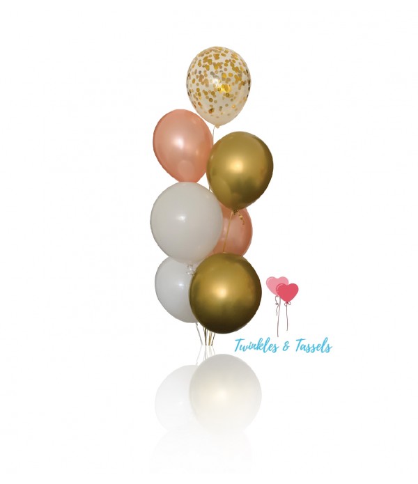 Gold, White & Rose Gold Mix Helium Balloons 