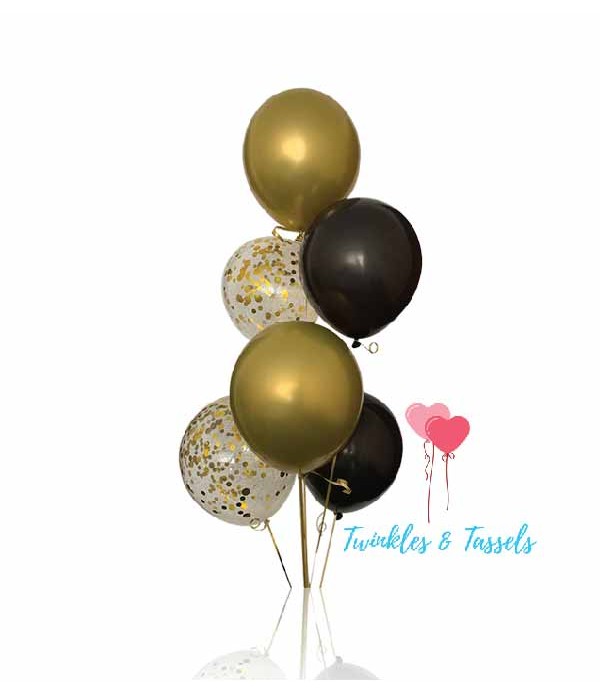 Black & Gold Gatsby Classic Helium Balloons