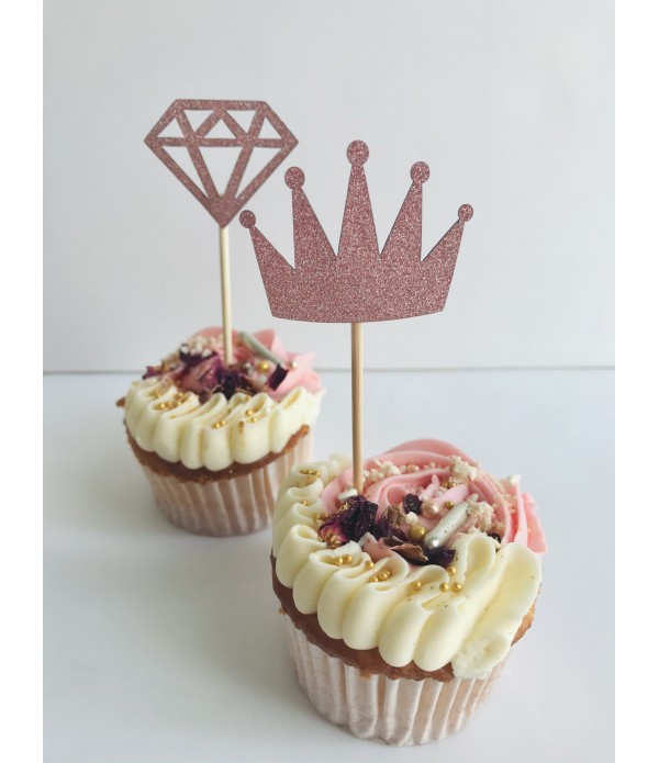 Bride to be Rose Gold Glitter Cup Cake Toppers 