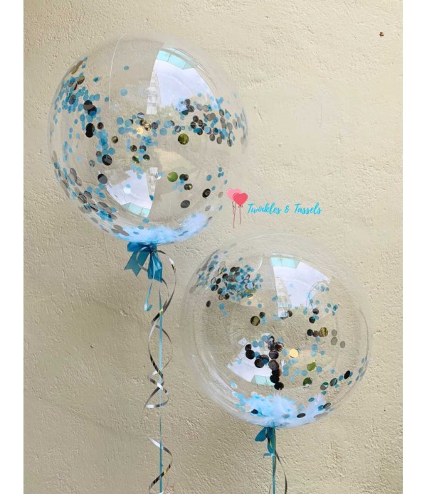 Bubble Feather Confetti Helium Balloon 