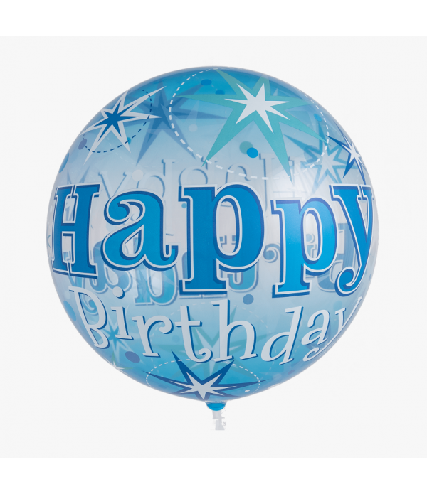 Happy Birthday Blue Star Bubble Balloon