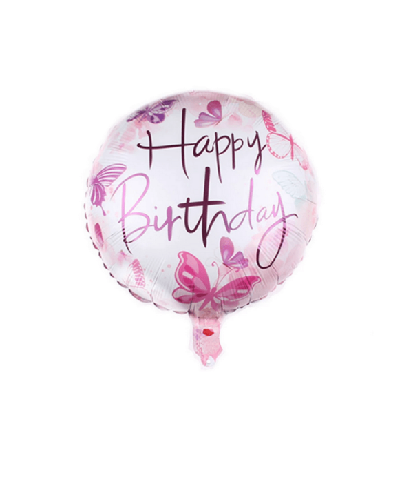 Happy Birthday Pink Butterfly Foil Balloon