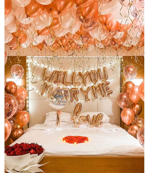 Will You Marry Me - Rose Gold Foil Balloon Set 