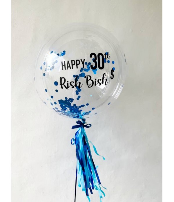 Confetti Bubble Balloon - Helium Inflated 