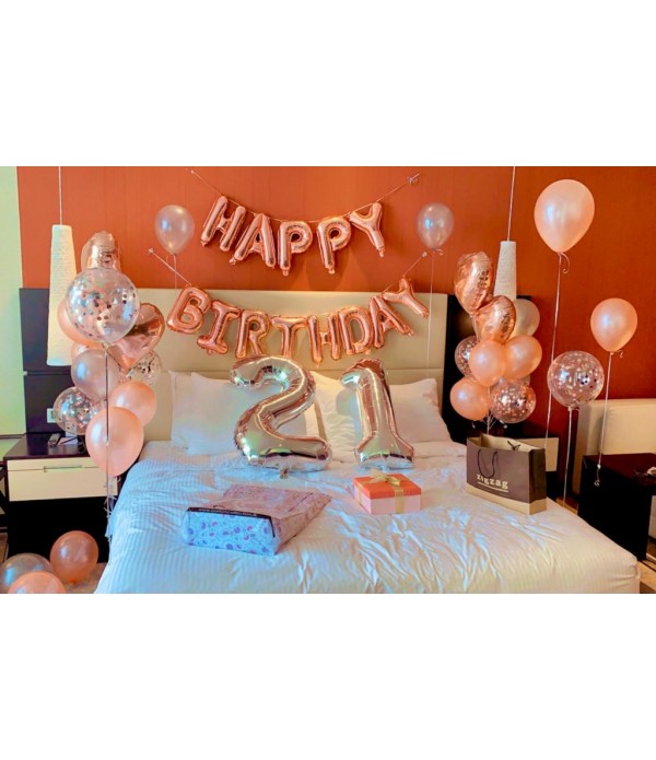 Happy Birthday Foil Balloon Banner: Gold/ Silver / Rose Gold 