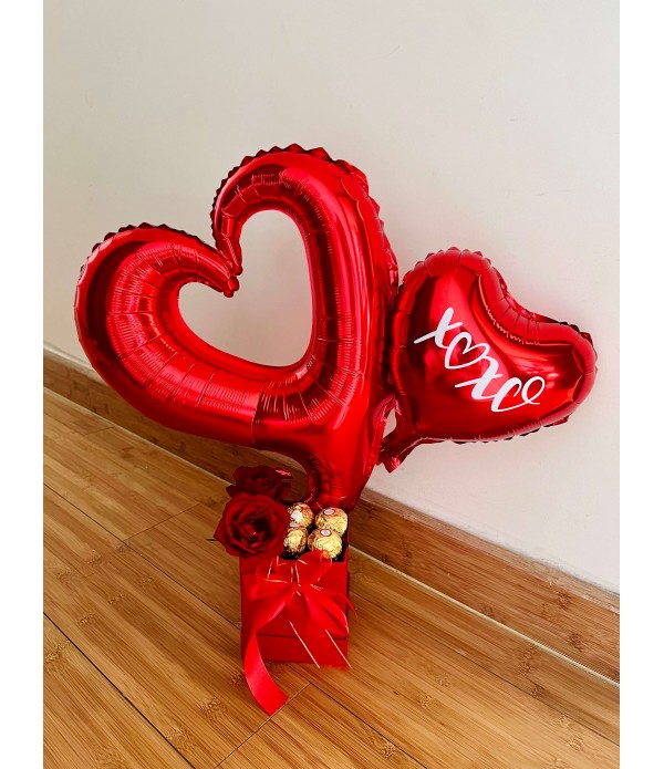 Rose and Ferrero Love Heart Balloon Box - Mini