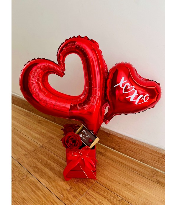 Rose and Chocolate Plaque Heart Balloon Box - Mini...