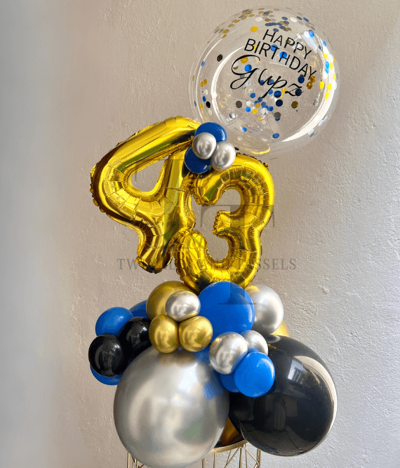 Mini Number Table Piece and Custom Bubble Balloon