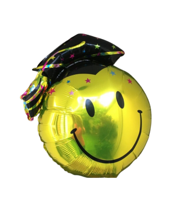 Graduation Smiley Face Foil Balloon