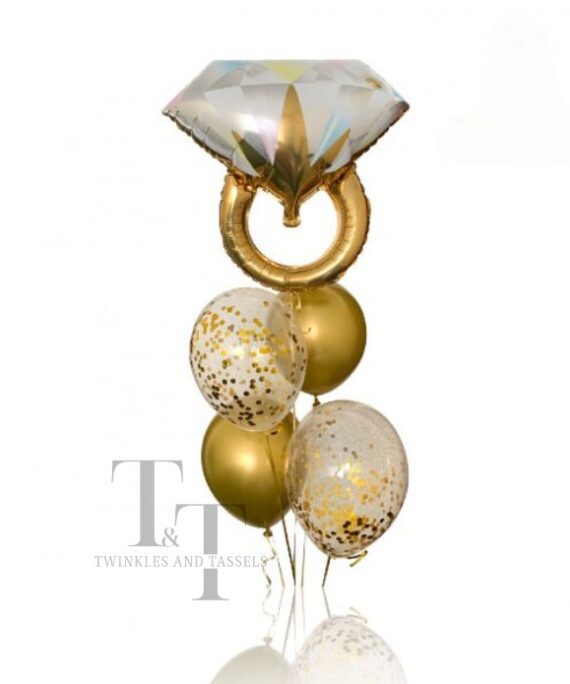 Ring on it Gold Helium Balloon Bouquet