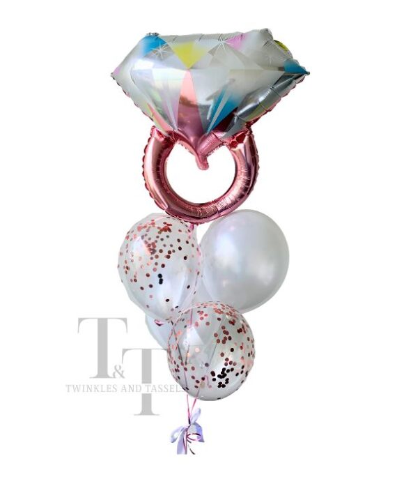 Ring on it rose gold helium balloon bouquet