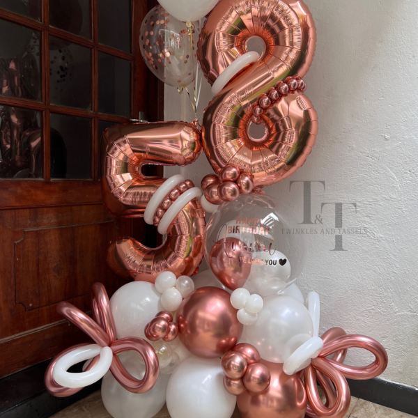 Rose Gold Glamorous Number Balloon Display