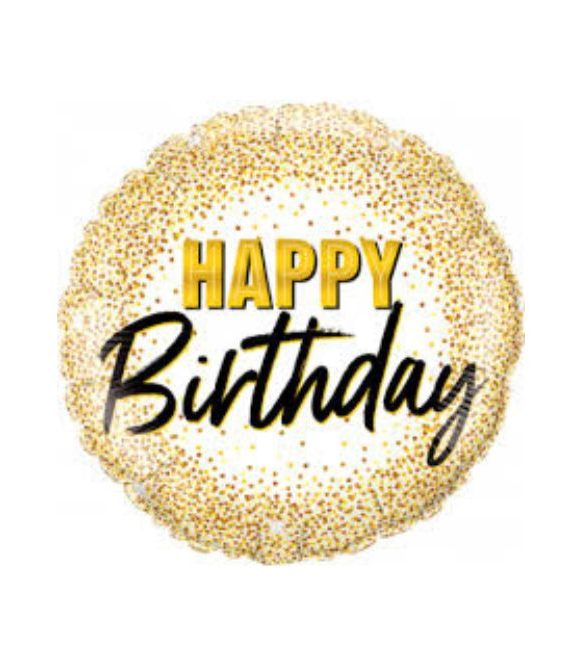 Happy Birthday Gold Glitter Dots Foil Balloon