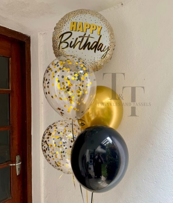 Happy Birthday Gold Glitter Foil Balloon Bouquet