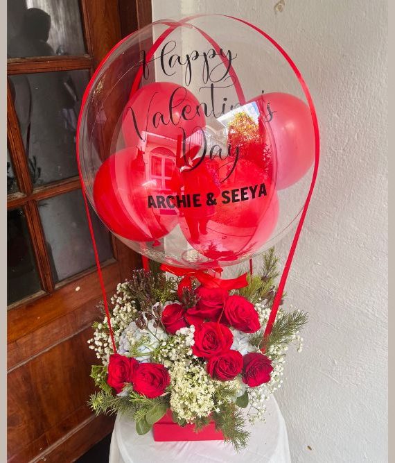 Sweet Love Red Roses Balloon Box