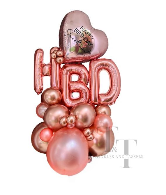 happy Birthday Table Piece and custom foil balloon