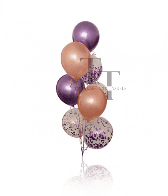 Purple & Rose Gold Mix Chrome Perfect Helium Bunch