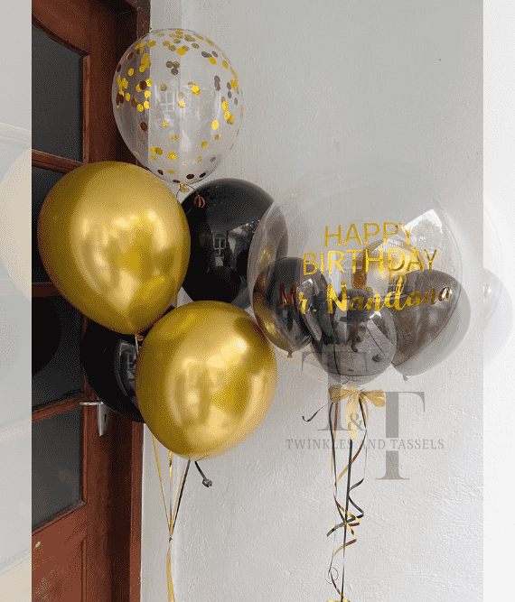 Golden Eclipse Customizable Helium Balloon Bunch