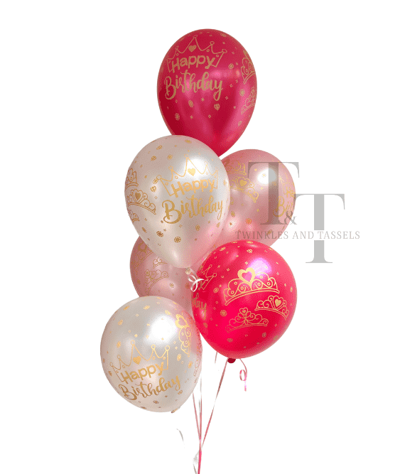 Rosy Reflection Birthday Balloon Bunch