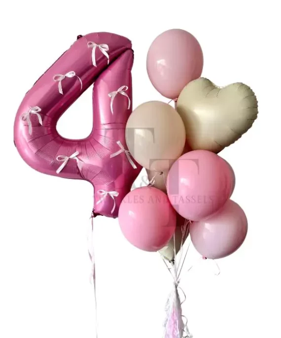 Pink Digit Foil and Helium Balloon Bouquet