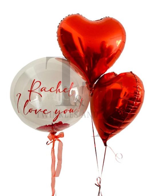 Love bubble and Red Heart Foil Balloon